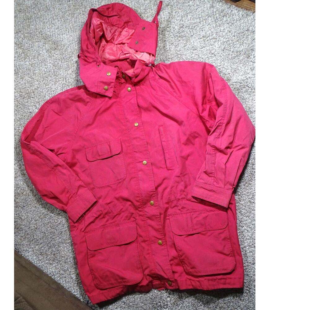 Vintage Eddie Bauer Distressed Pink Hooded Chore Jacket Barn Coat Jacket Large